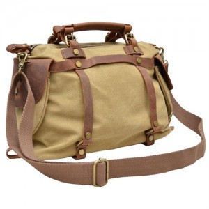 TP8 Vamp 2 Vintage™ Canvas Leder schultertasche Handgepäck Reisetasche Weekender fur Männer und Frauen - khaki